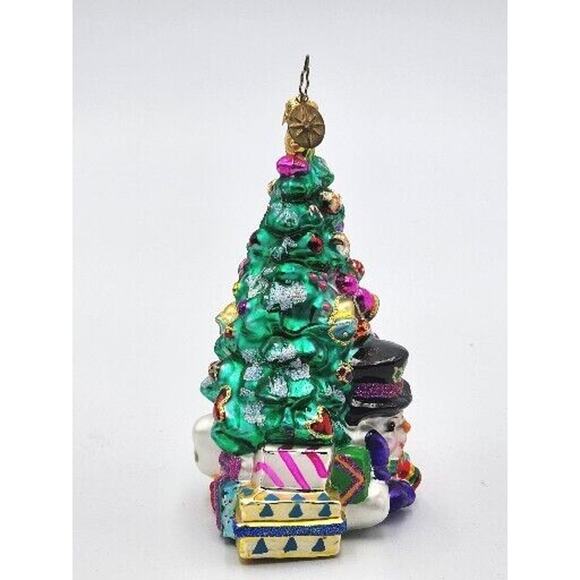 Radko CHILLIN' WONDER Christmas Ornament SNOWMAN UNDER CHRISTMAS TREE Vtg In Box - Picture 3 of 14
